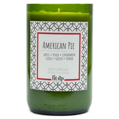 American Pie scented 12 oz. soy candle in upcycled wine bottle - Apple Cinnamon