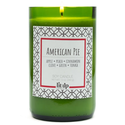 American Pie scented 12 oz. soy candle in upcycled wine bottle - Apple Cinnamon