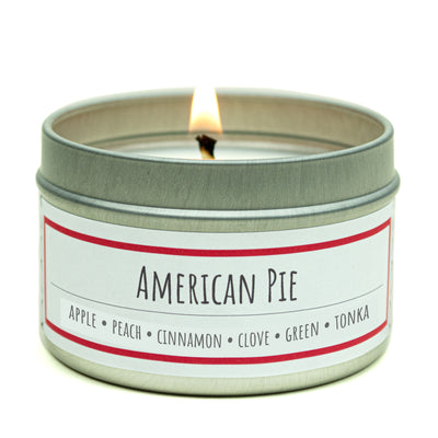 American Pie scented 3 oz. soy candle in travel tin - Apple Cinnamon