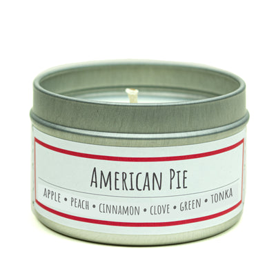 American Pie scented 3 oz. soy candle in travel tin - Apple Cinnamon