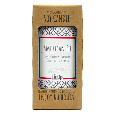 American Pie scented 8 oz. soy candle in upcycled beer bottle - Apple Cinnamon