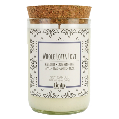 Whole Lotta Love scented 12 oz. soy candle in upcycled wine bottle - FKA Beautiful Day