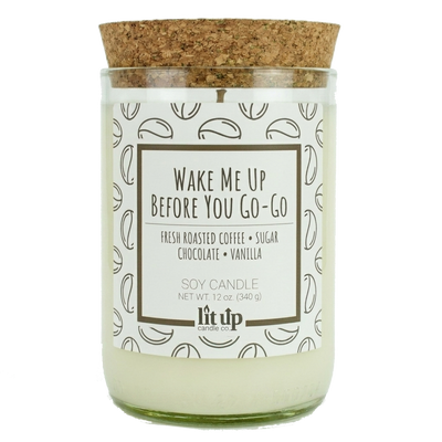 Wake Me Up Before You Go-Go scented 12 oz. soy candle in upcycled wine bottle - FMA Black Coffee