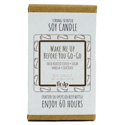 Wake Me Up Before You Go-Go scented 8 oz. soy candle in upcycled beer bottle - FKA Black Coffee