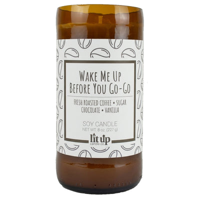 Wake Me Up Before You Go-Go scented 8 oz. soy candle in upcycled beer bottle - FKA Black Coffee