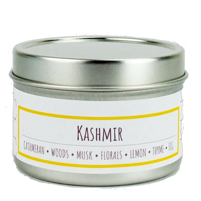 Kashmir scented 3 oz. soy candle in travel tin - FKA Cashmere