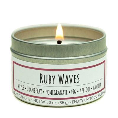 Ruby Waves scented 3 oz. soy candle in travel tin