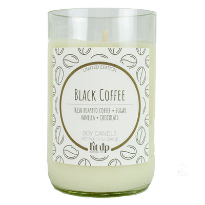 Wake Me Up Before You Go-Go scented 12 oz. soy candle in upcycled wine bottle - FMA Black Coffee