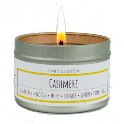 Kashmir scented 3 oz. soy candle in travel tin - FKA Cashmere