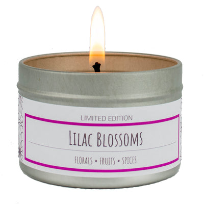 Lilac Blossoms scented 3 oz. soy candle in travel tin - Limited Edition