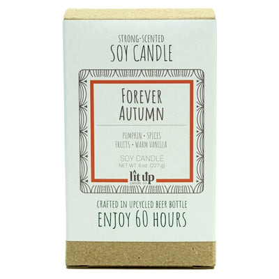 Forever Autumn scented 8 oz. soy candle in upcycled beer bottle - FKA Pumpkin Apple Butter