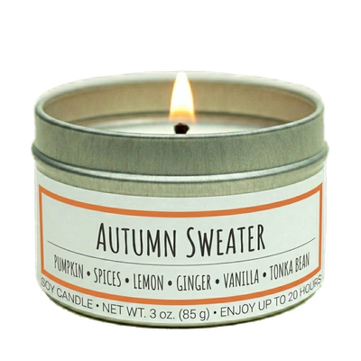 Autumn Sweater scented 3 oz. soy candle in travel tin