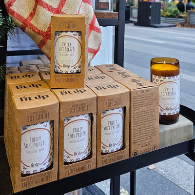 Philly Soft Pretzel scented 8 oz. soy candle in upcycled beer bottle - Limited Edition