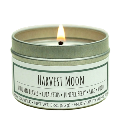 Harvest Moon scented 3 oz. soy candle in travel tin