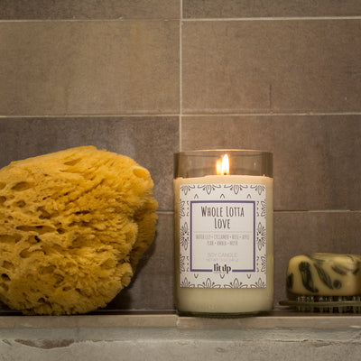 Whole Lotta Love scented 12 oz. soy candle in upcycled wine bottle - FKA Beautiful Day
