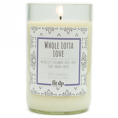 Whole Lotta Love scented 12 oz. soy candle in upcycled wine bottle - FKA Beautiful Day