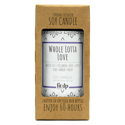 Whole Lotta Love scented 8 oz. soy candle in upcycled beer bottle - FKA Beautiful Day