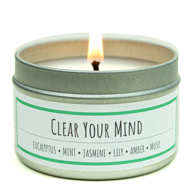 Clear Your Mind scented 3 oz. soy candle in travel tin - FKA Eucalyptus Spearmint
