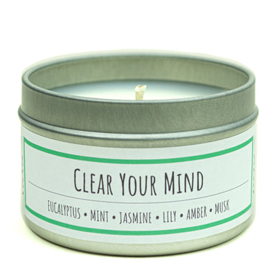 Clear Your Mind scented 3 oz. soy candle in travel tin - FKA Eucalyptus Spearmint