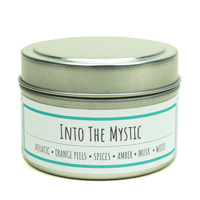 Into the Mystic scented 3 oz. soy candle in travel tin - FKA Green Tea & Willow