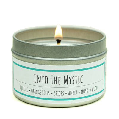 Into the Mystic scented 3 oz. soy candle in travel tin - FKA Green Tea & Willow