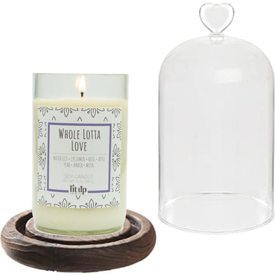 Heart Cloche | Bell Jar Glass Dome with Heart Handle on Wood Base