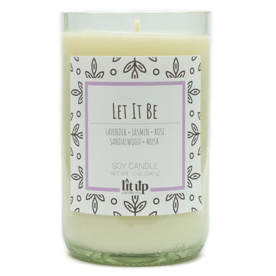 Let It Be scented 12 oz. soy candle in upcycled wine bottle - FKA Lavender Vetiver