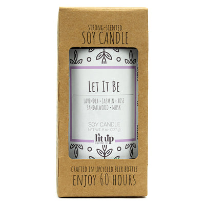 Let It Be scented 8 oz. soy candle in upcycled beer bottle - FKA Lavender Vetiver