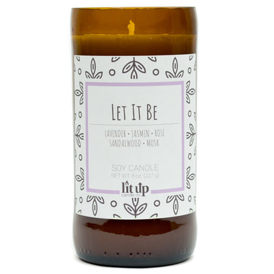 Let It Be scented 8 oz. soy candle in upcycled beer bottle - FKA Lavender Vetiver