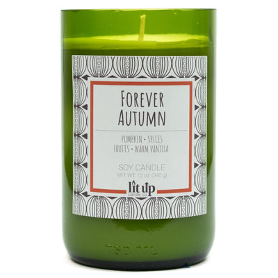Forever Autumn scented 12 oz. soy candle in upcycled wine bottle - FKA Pumpkin Apple Butter