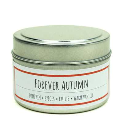 Forever Autumn scented 3 oz. soy candle in travel tin - FKA Pumpkin Apple Butter