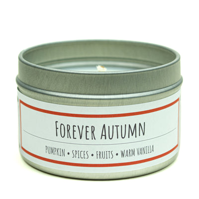 Forever Autumn scented 3 oz. soy candle in travel tin - FKA Pumpkin Apple Butter