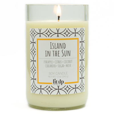 Island in the Sun scented 12 oz. soy candle in upcycled wine bottle - FKA Pineapple Cilantro