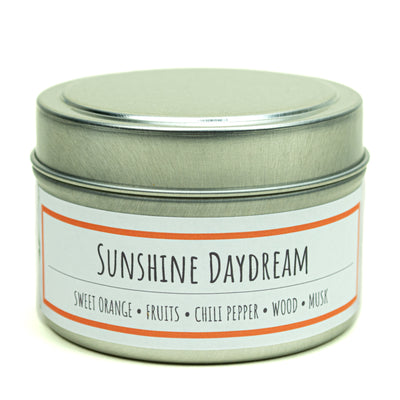 Sunshine Daydream scented 3 oz. soy candle in travel tin - FKA Sweet Orange & Chili Pepper