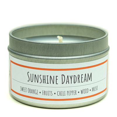 Sunshine Daydream scented 3 oz. soy candle in travel tin - FKA Sweet Orange & Chili Pepper