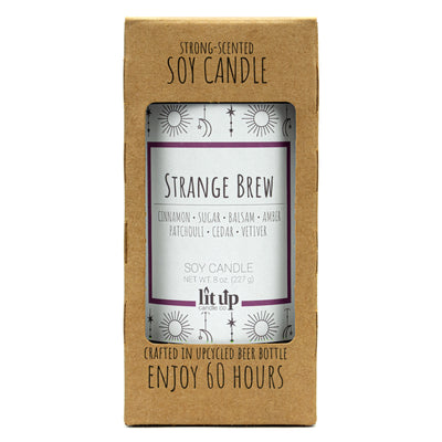 Strange Brew scented 8 oz. soy candle in upcycled beer bottle - FKA Witches Brew