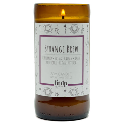 Strange Brew scented 8 oz. soy candle in upcycled beer bottle - FKA Witches Brew