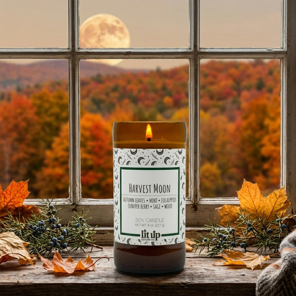 Harvest Moon scented beer bottle candle
