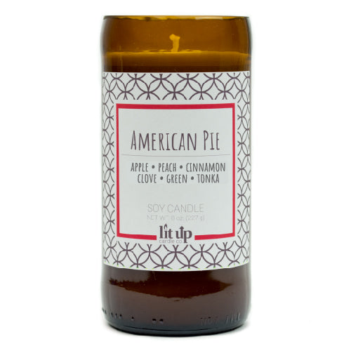 American Pie scented 8 oz. soy candle in upcycled beer bottle - Apple Cinnamon