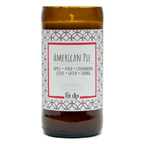 American Pie scented 8 oz. soy candle in upcycled beer bottle - NEW! Apple Cinnamon