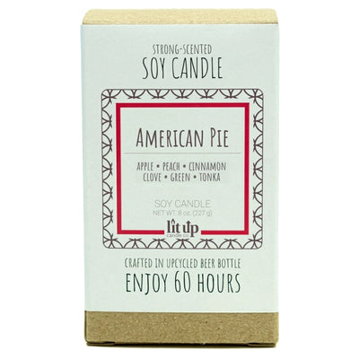 American Pie scented 8 oz. soy candle in upcycled beer bottle - Apple Cinnamon