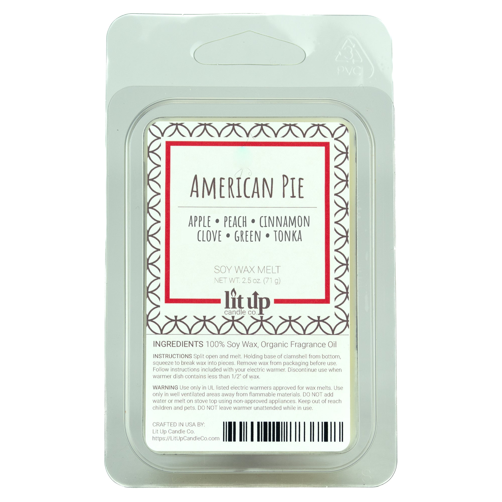 American Pie scented 2.5 oz. soy wax melt
