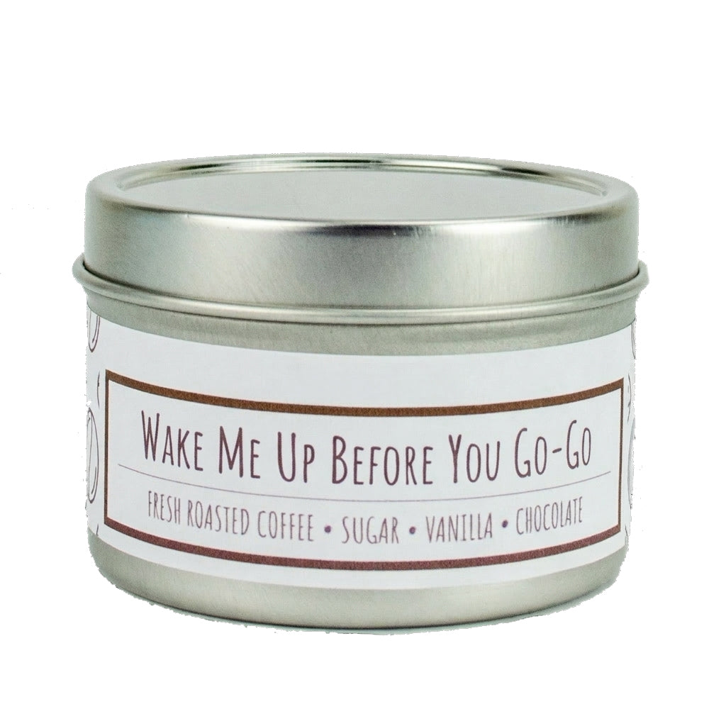 Wake Me Up Before You Go-Go scented 3 oz. soy candle in travel tin - FKA Black Coffee
