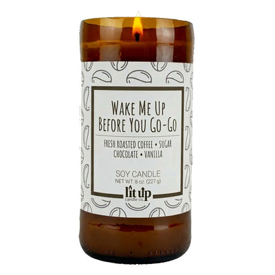 Wake Me Up Before You Go-Go scented 8 oz. soy candle in upcycled beer bottle - FKA Black Coffee