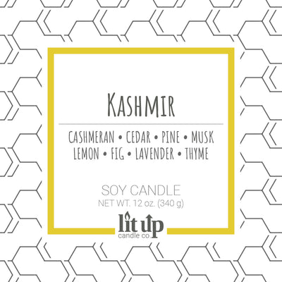 Kashmir scented 12 oz. soy candle in upcycled wine bottle - FKA Cashmere