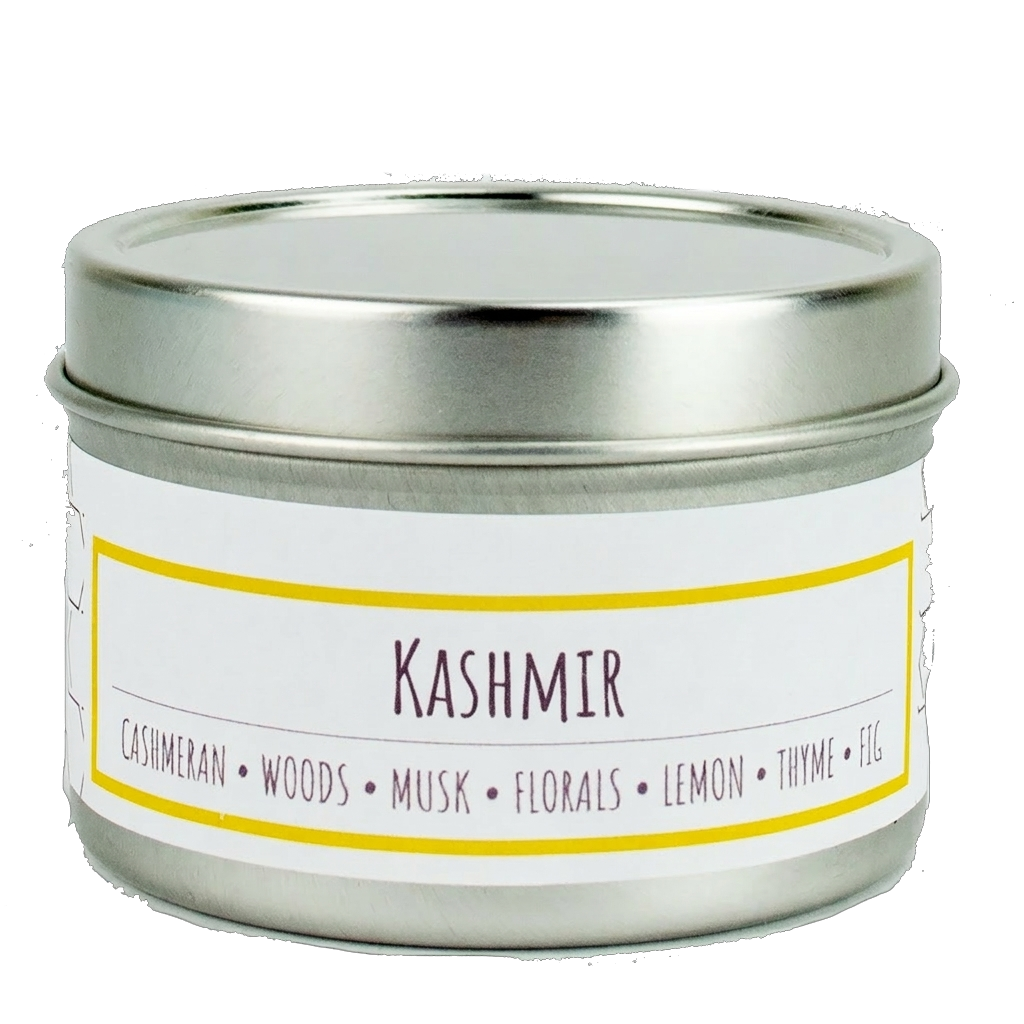 Kashmir scented 3 oz. soy candle in travel tin - FKA Cashmere