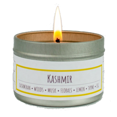 Kashmir scented 3 oz. soy candle in travel tin - FKA Cashmere