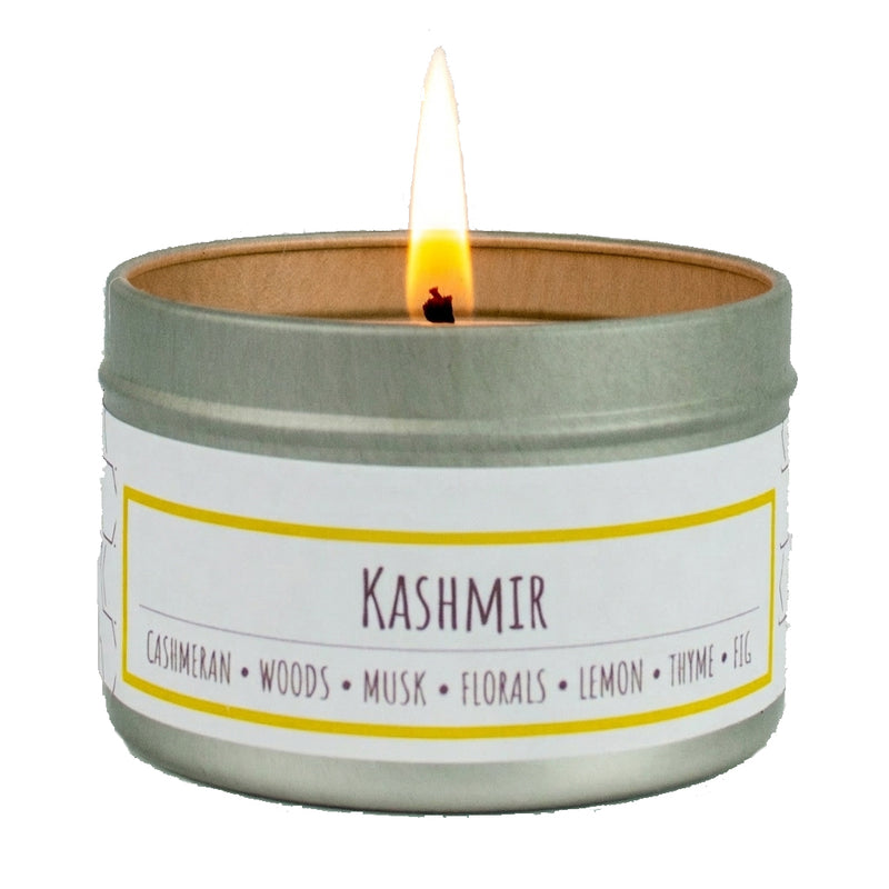 Kashmir scented 3 oz. soy candle in travel tin - FKA Cashmere