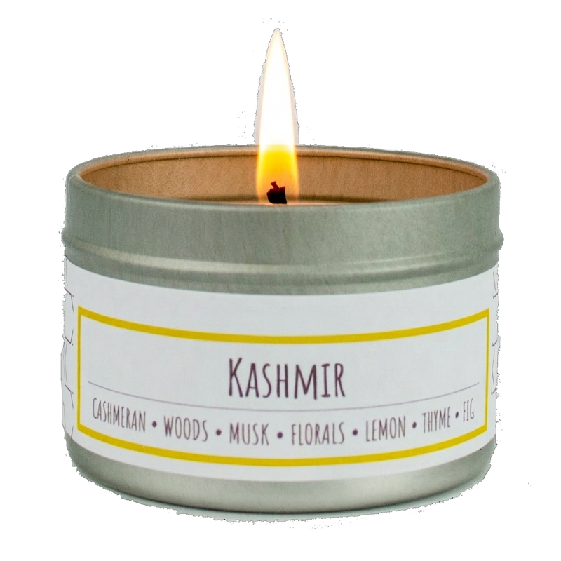 Kashmir scented 3 oz. soy candle in travel tin - FKA Cashmere