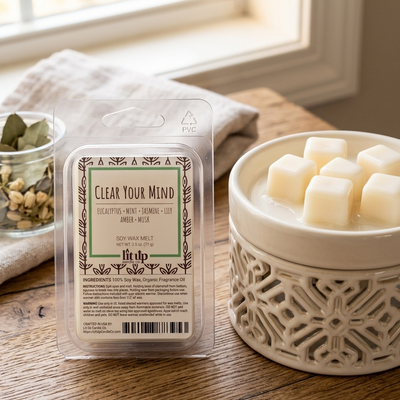 Clear Your Mind 2.5 oz. soy wax melt with wax melter